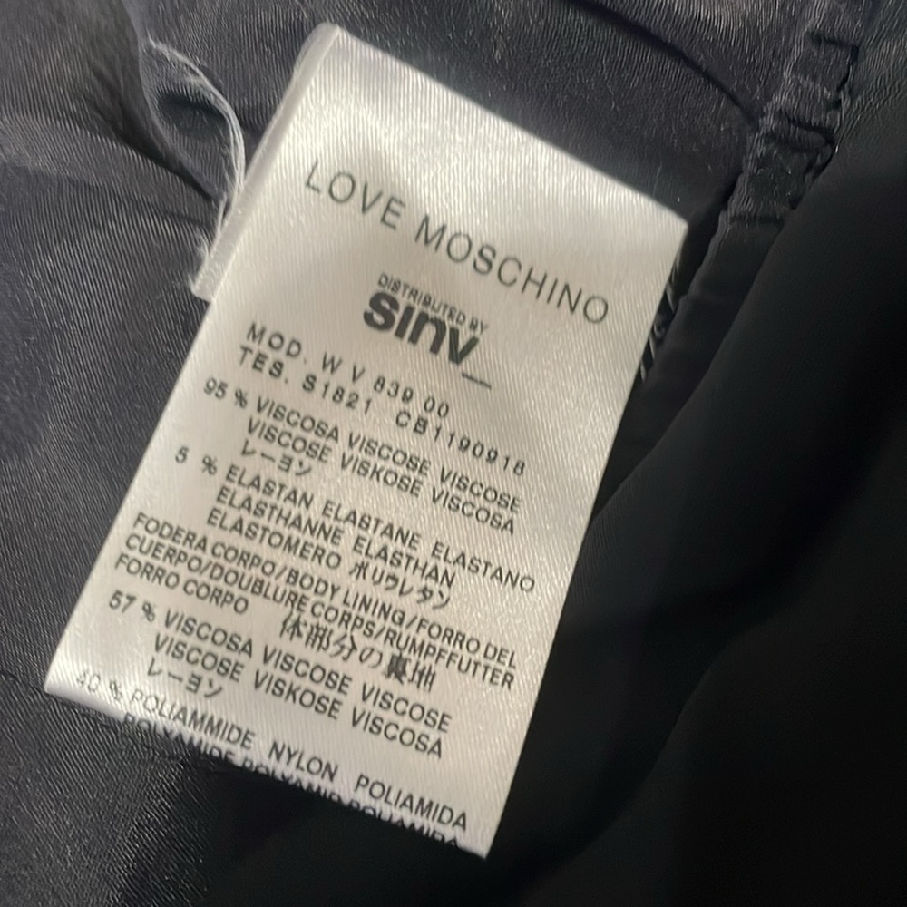 Love Moschino Black Shift Dress Drape Open Back Size ‎ 6 cocktail Party Evening - Picture 15 of 16